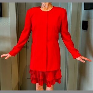 VINTAGE ANN TAYLOR Two-Piece Skirt Suit, Size 6, Vermillion Red, Circa Late 1980